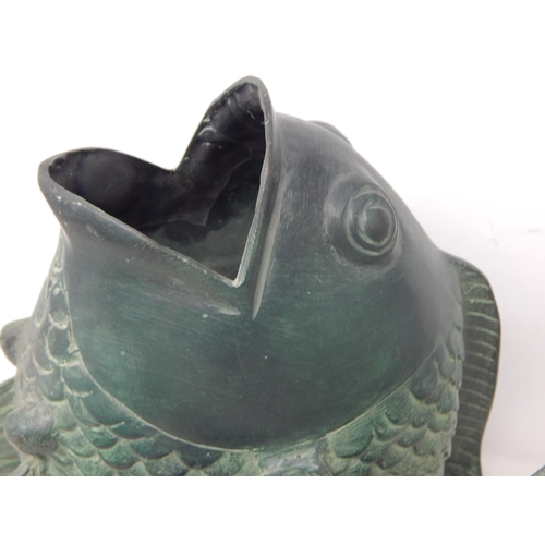 491 - Large Cast Bronze Koi Carp: 28cm high