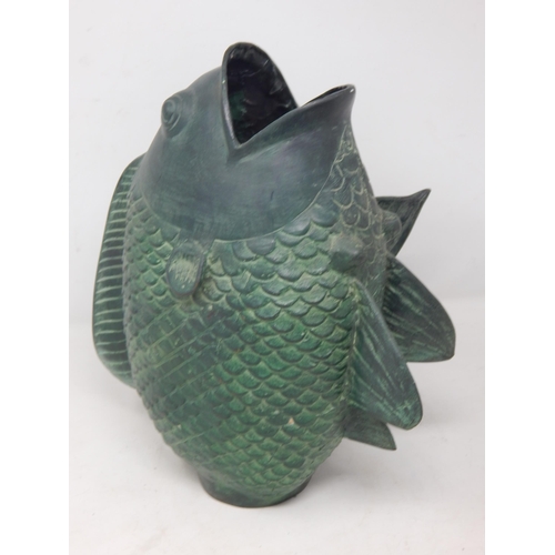 491 - Large Cast Bronze Koi Carp: 28cm high