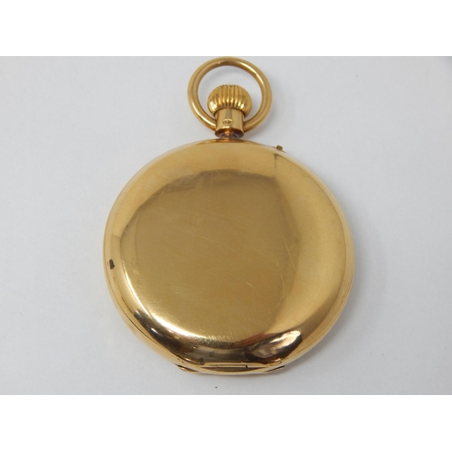 99 - 18ct Gold Full Hunter Top Wind Pocket Watch 