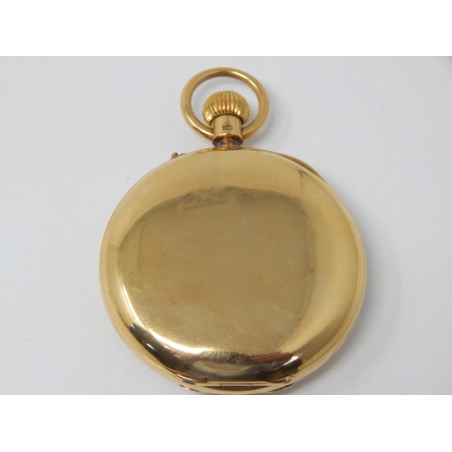 99 - 18ct Gold Full Hunter Top Wind Pocket Watch 