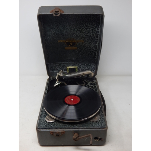 486 - Columbia Portable Wind Up Gramophone & 78 rpm Records