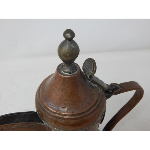 488 - Turkish/Islamic Dallah Coffee Pot together with an engraved brass dish.