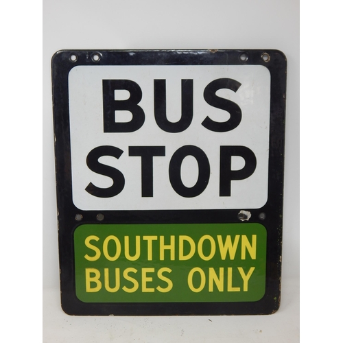 489 - Vintage Enamel Double Sided Bus Stop Sign 