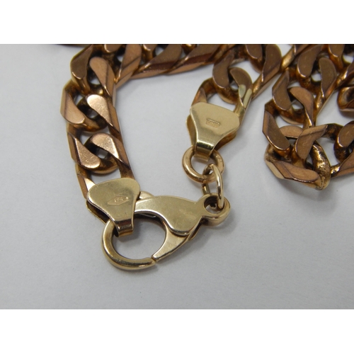 97 - Heavy 9ct Rose Gold Curb Link Chain with 9ct Yellow Gold Clasp: Measures 54cm: Weight 38g