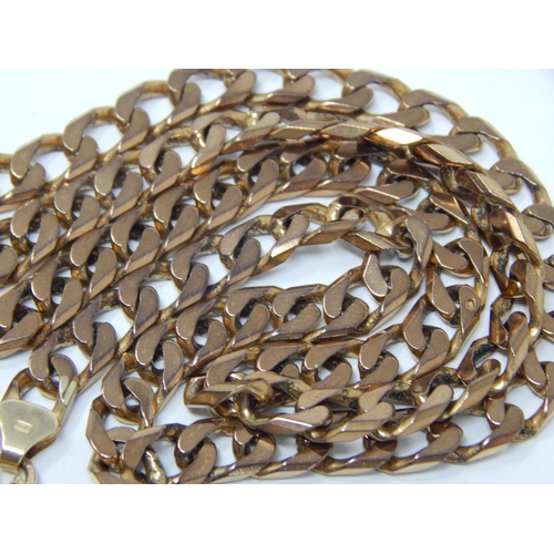 97 - Heavy 9ct Rose Gold Curb Link Chain with 9ct Yellow Gold Clasp: Measures 54cm: Weight 38g