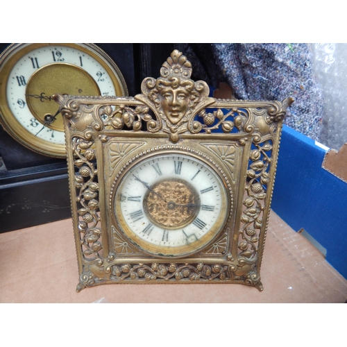 492 - A Collection of Clocks to Include a Victorian Easel Back Brass Framed Clock, A Slate Mantel Clock, W... 