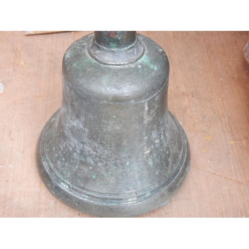 493 - A Vintage Bronze School Bell with Turned Wooden handle & Clapper.