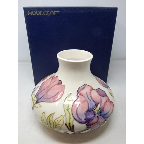 498 - Large Moorcroft Vase by Sally Tuffin (Boxed) Measures 23cm diameter x 20cm high