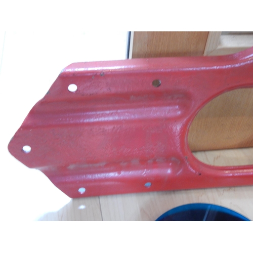 499 - Railway: Cast Iron Railway Signal Complete with Coloured Lenses: Measures 67cm wide x 50cm high