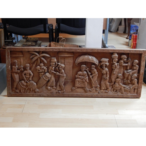 535 - A Very Large Ghanaian Wooden Carved panel depicting a figural scene. Purchased 65 years ago by our v... 