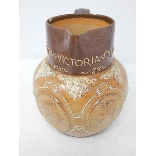 537 - Queen Victoria Diamond Jubilee 1897 Doulton Lambeth Salt Glaze Jug.