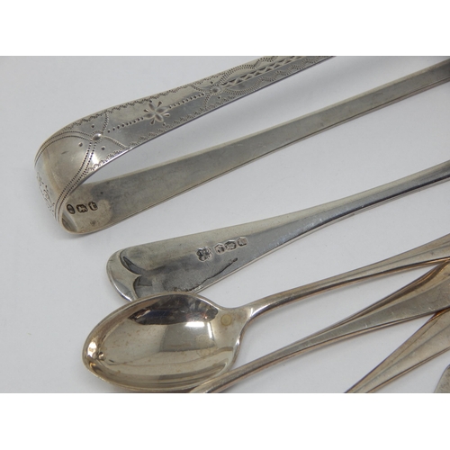 159 - A Quantity of Georgian & Later Condiment Spoons, Tongs etc: Various Dates & Makers: Weight 200g