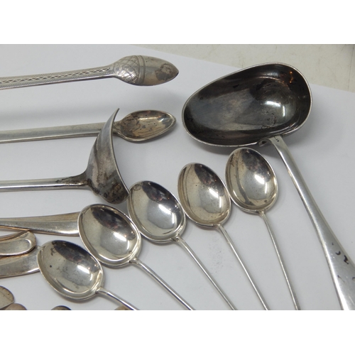 159 - A Quantity of Georgian & Later Condiment Spoons, Tongs etc: Various Dates & Makers: Weight 200g