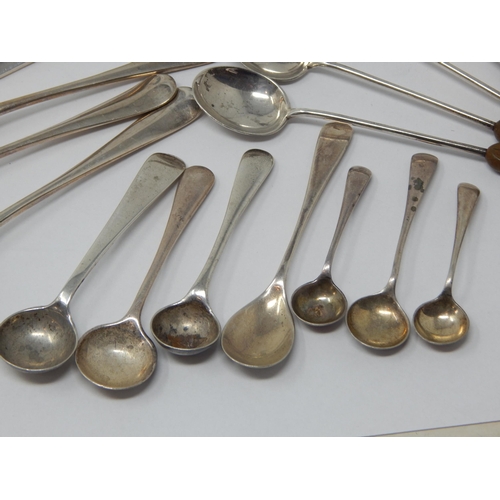 159 - A Quantity of Georgian & Later Condiment Spoons, Tongs etc: Various Dates & Makers: Weight 200g