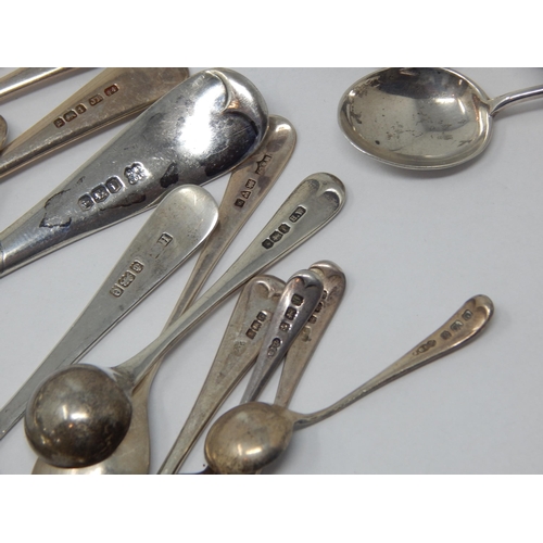 159 - A Quantity of Georgian & Later Condiment Spoons, Tongs etc: Various Dates & Makers: Weight 200g