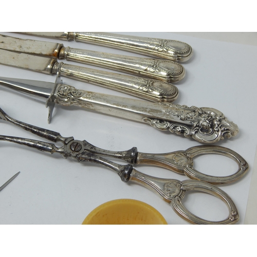 177 - A Quantity of Silver Mounted Items Including a Silver Hafted Penknife with Pipe Tamper & Cleaner, Re... 