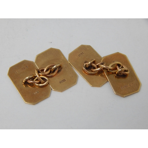 184 - A Pair of 9ct Yellow Gold Chain Link Cufflinks (Not Personalised) Weight 5.9g