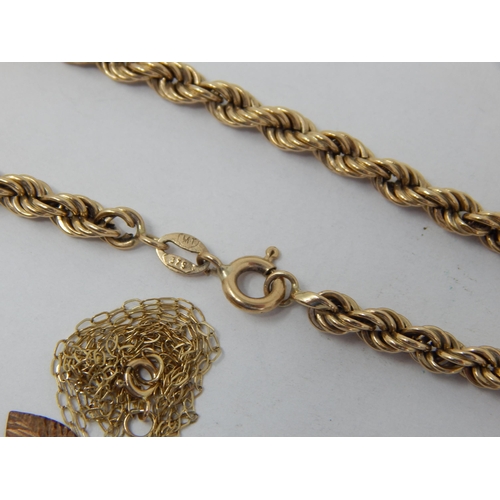 191 - 9ct Yellow Gold Bracelet together with a 9ct Gold Pendant Necklace: Gross weight 4.0g