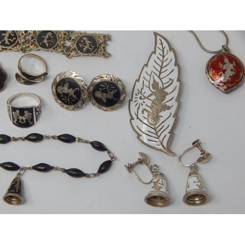 193 - A Large Collection of Thai Sterling Silver Jewellery Including Brooches, Earrings, Necklaces, Bracel... 