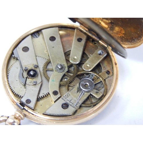 199 - 14ct Gold Ladies Pocket Watch 35mm diameter: Gross weight 29.41g: Not working when catalogued