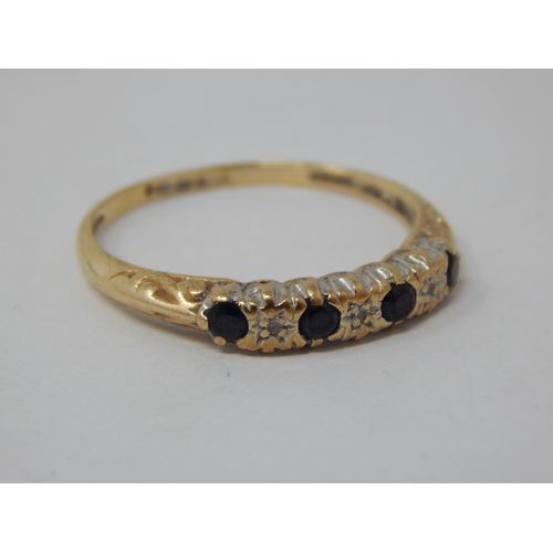 205 - 9ct Yellow Gold Sapphire & Diamond Ring: Size W: Gross weight 2.28g