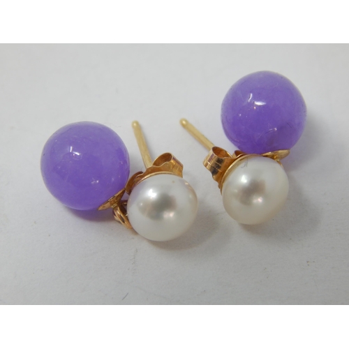 207 - A Pair of 14ct Yellow Gold Pearl Set Earrings