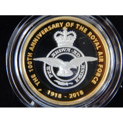 108 - Royal Mint RAF Centenary 2018 Silver Proof £2 Coins in Cases of Issue with COA's & Outer Boxes: Spit... 