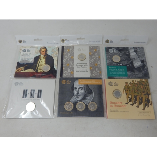 120 - Royal Mint £2 Brilliant Uncirculated Coins in Sealed Packs of Issue: 2016 The Army, 2016 Shakespeare... 