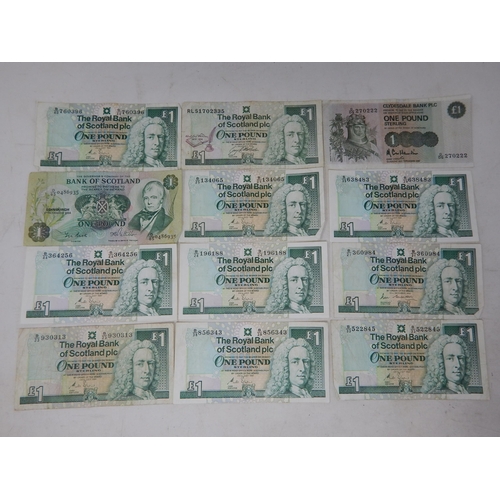 130 - 12 x Scottish £1 Notes