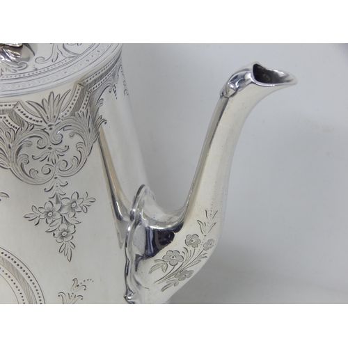 225 - Victorian Silver Coffee Pot Hallmarked London 1881 by Joseph Savory: Height 20.5cm: Weight 776g