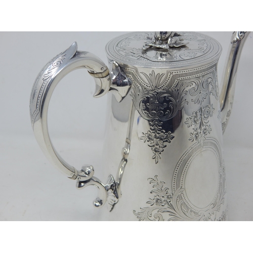 225 - Victorian Silver Coffee Pot Hallmarked London 1881 by Joseph Savory: Height 20.5cm: Weight 776g