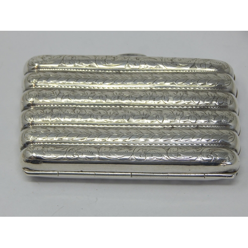 235 - Edwardian Silver Cigarette Case Hallmarked Birmingham 1902 by John Rose: Weight 58g