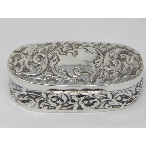 238 - Edwardian Silver Art Nouveau Trinket Box Hallmarked Birmingham 1904 by S M Levi Ltd: Weight 34g