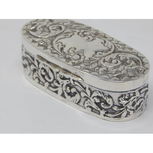 238 - Edwardian Silver Art Nouveau Trinket Box Hallmarked Birmingham 1904 by S M Levi Ltd: Weight 34g