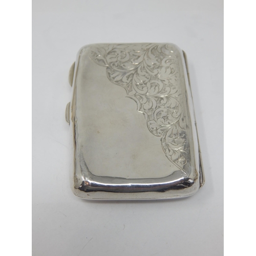 239 - Edwardian Silver Cigarette Case Hallmarked Birmingham 1908 by Smith & Bartlam: Weight 52g