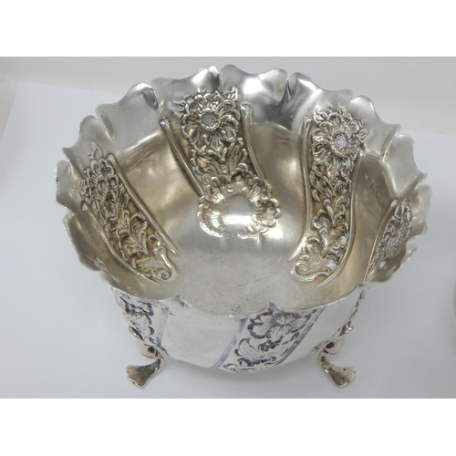 242 - Edwardian Silver Strawberry Set Comprising Sugar Bowl & Cream Jug: Hallmarked Sheffield 1903 by Walk... 