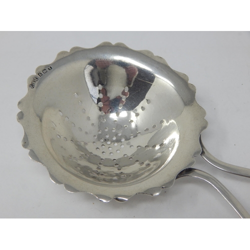 254 - George V Silver Tea Strainer Hallmarked Birmingham 1943 by E J Houlston: Weight 28g