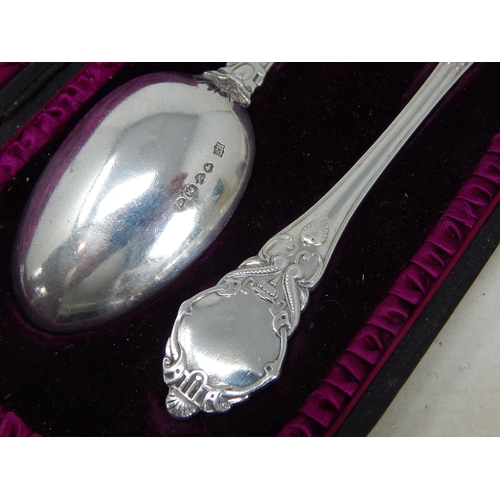 267 - Victorian Silver Christening Set Comprising Spoon & Fork (Not Personalised) in Fitted Case: Hallmark... 