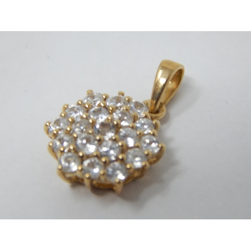 273 - 10ct Yellow Gold Diamond Cluster Pendant with Suspension Loop: Measures 12mm diameter