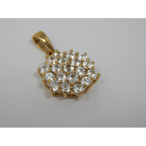 273 - 10ct Yellow Gold Diamond Cluster Pendant with Suspension Loop: Measures 12mm diameter