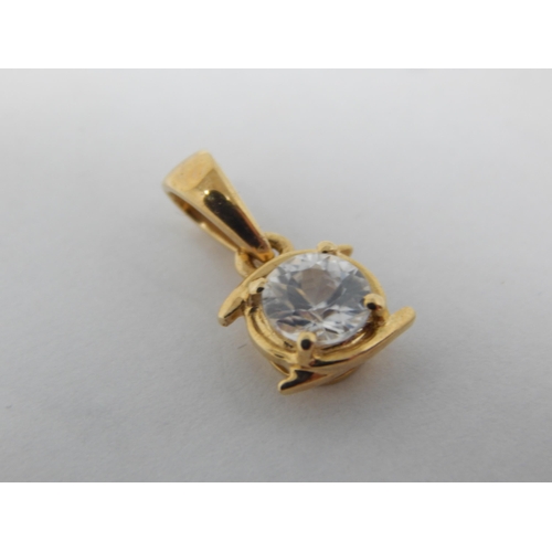 275 - 10ct Yellow Gold White Sapphire Pendant. The Sapphire Estimated @ 0.75cts