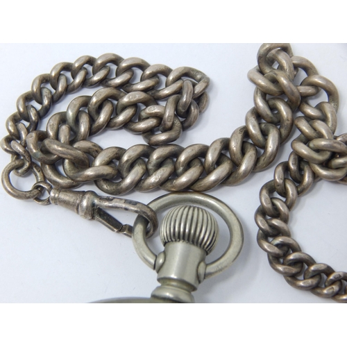 281 - Hallmarked Silver Albert Chain together with a Gentleman's Nickel Plated Waltham Pocket Watch with S... 