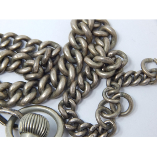 281 - Hallmarked Silver Albert Chain together with a Gentleman's Nickel Plated Waltham Pocket Watch with S... 