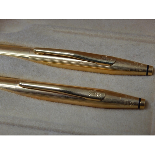 284 - CROSS 18k Rolled Gold Ballpoint Pen & Propelling Pencil in Original Fitted Case with Tag.