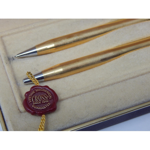 284 - CROSS 18k Rolled Gold Ballpoint Pen & Propelling Pencil in Original Fitted Case with Tag.