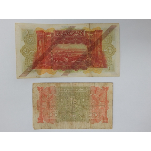 133 - Lebanon 1 Livre 1939 P26b together with a 1942 Syria 25 Piastres