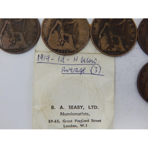 134 - A Collection of Heaton & King's Norton Mint Pennies 1912-1919