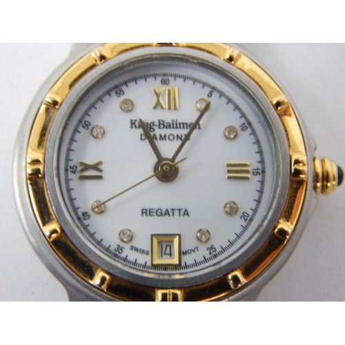 286 - KRUG BAUMEN: Ladies Diamond Regatta Wristwatch with Date Aperture: Working When Catalogued