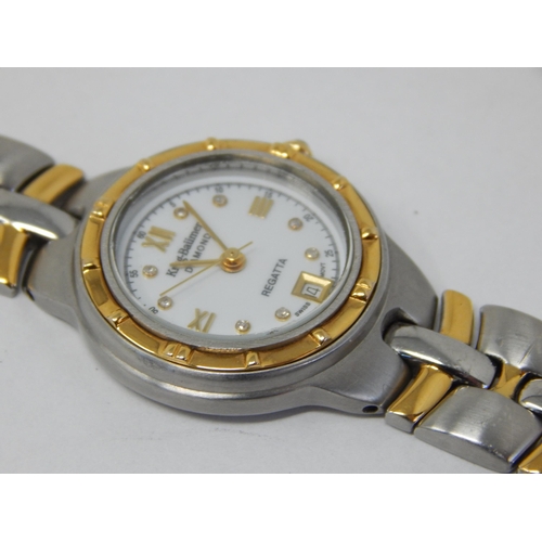 286 - KRUG BAUMEN: Ladies Diamond Regatta Wristwatch with Date Aperture: Working When Catalogued