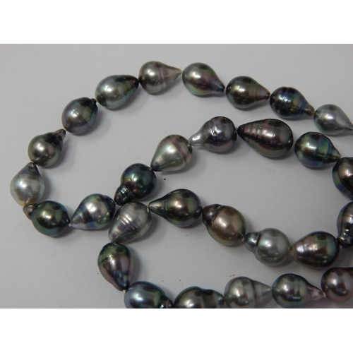 288 - Tahitian Cultured Pearl Necklace (8/9mm) with Silver Bullet Clasp: Length 46cm